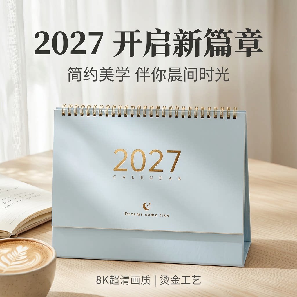 台历2027年新款桌面日历定做商务办公记事莫兰迪色小清新创意摆件计划本简约ins风马年月历纸架定制广告logo
