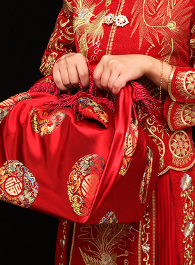 结婚专用红色包袱皮婚礼女方陪嫁嫁妆用品大全中式婚庆喜盆包裹布