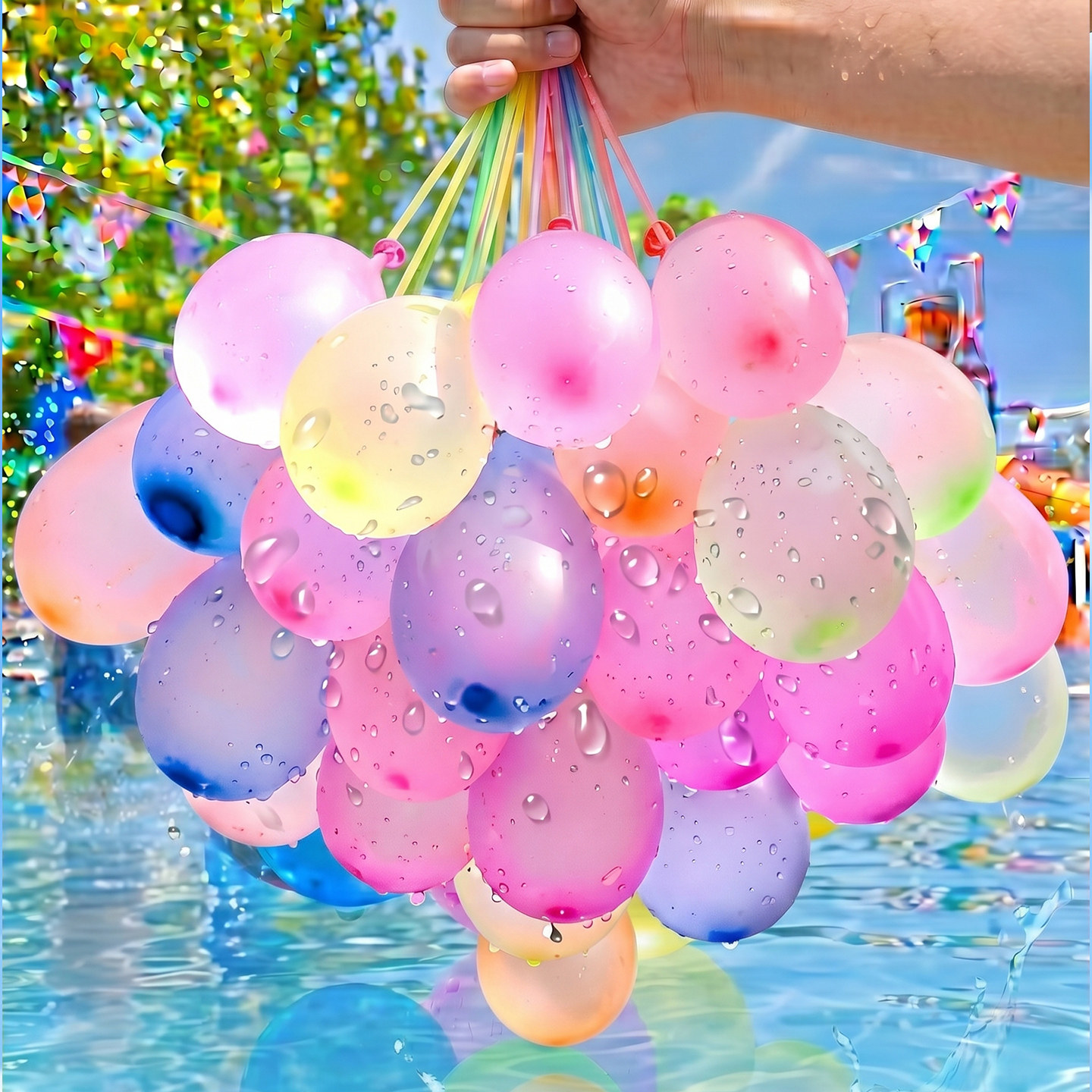 注水气球儿童快速注水器自动打结迷你水球水弹夏日户外打水仗神器