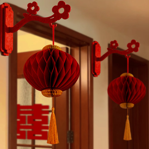 结婚礼灯笼挂饰婚房卧室房门布置