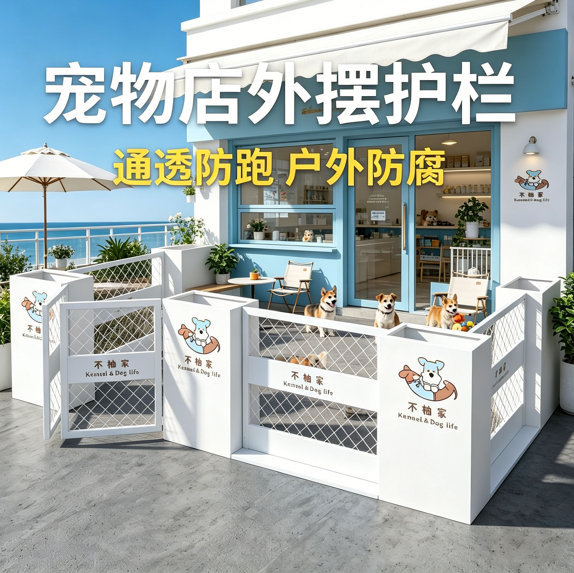带门外摆花箱网格组合宠物店护栏