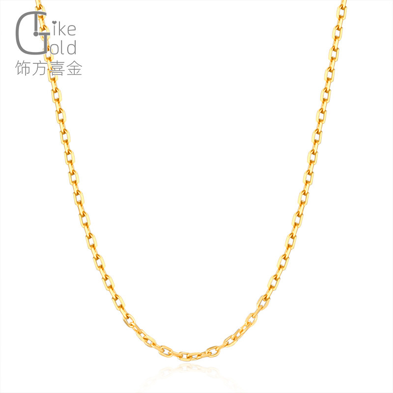 18k金项链女十字链锁骨链卡万字闪o字链黄金玫瑰金彩金素链细加长