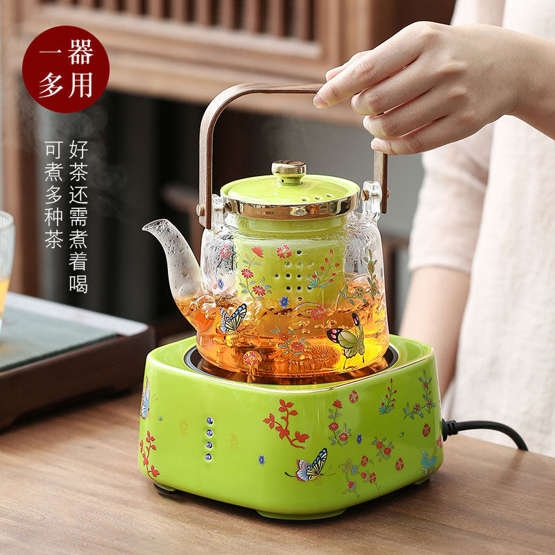 物子电陶炉煮茶器玻璃烧水壶白茶围炉煮茶壶小型烧水迷你电热茶炉