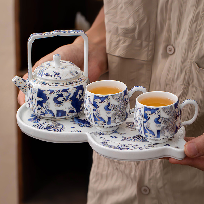 中式青花银高端茶具套装20图片