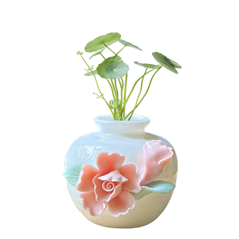 手捏花陶瓷花瓶简约水培小花器彩色迷你清新花插摆件桌面工艺饰品
