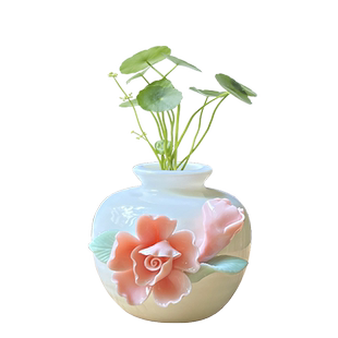 手捏花陶瓷花瓶简约水培小花器彩色迷你清新花插摆件桌面工艺饰品