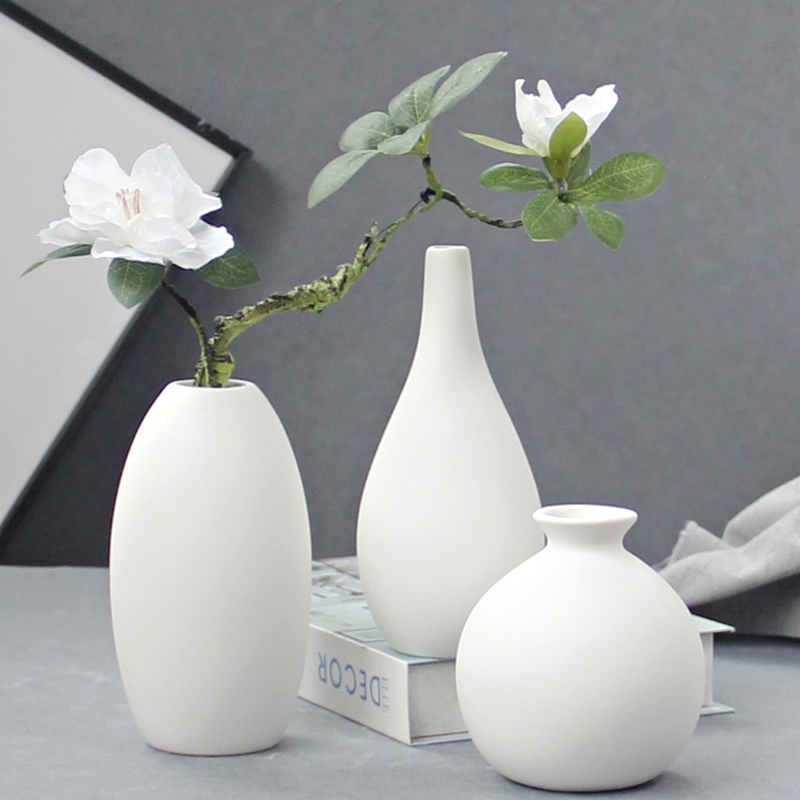 北欧ins陶瓷花瓶白色素瓶磨砂小花器简约家居客厅插花器艺术摆件-封面