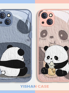 适用苹果17系列/16/15promax熊猫手机壳13mini萌兰12可爱14福宝11油画风iPhonex情侣xsmax个性小众8plus亮面x