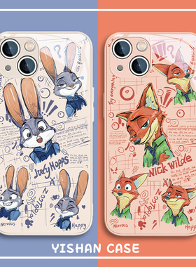 疯狂动物城手机壳适用苹果15情侣iPhone14promax新款13/12mini朱迪11pro尼克xsmax网红7/8plus超火xr液态玻璃