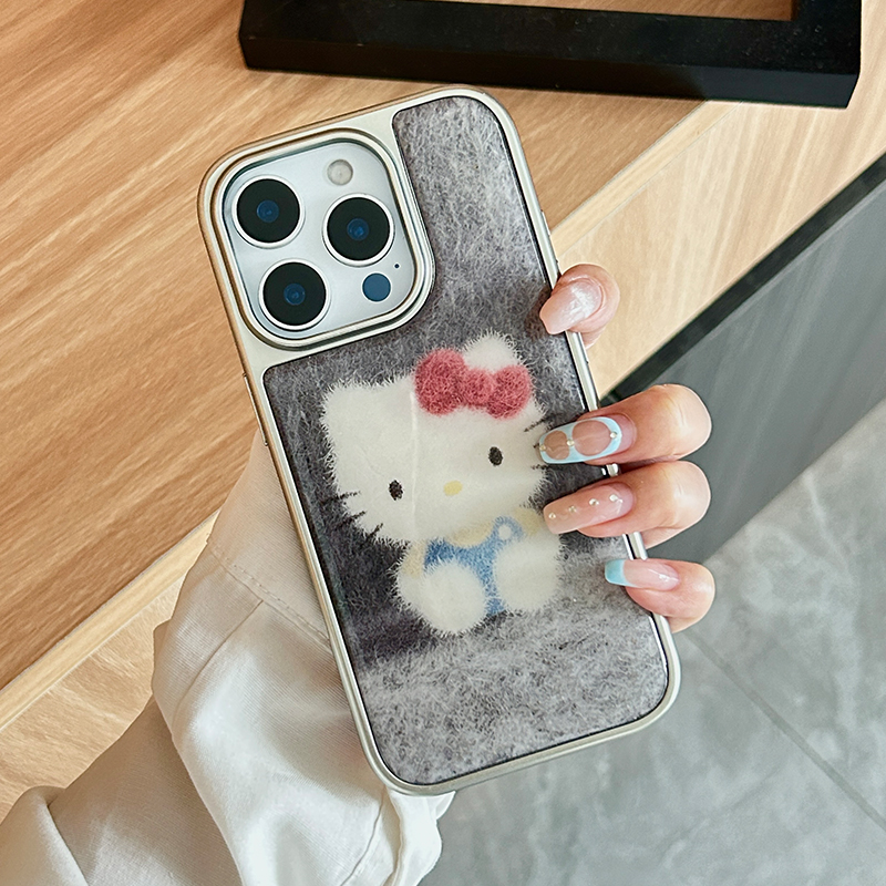 Hellokitty猫电镀滴胶壳适用苹果