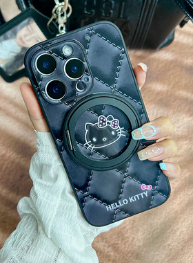 HelloKitty猫适用苹果17系列手机壳15PROMAX女款iPhone16磁吸带支架14PLUS玻璃magsafe无线充电13哈喽kitty猫