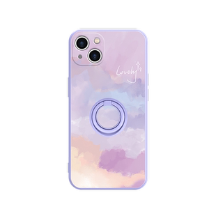 适用苹果17系列/14promax手机壳16指环支架iPhone13新款12pro渐变绿xsmax液态硅胶11pro艺术8plus7p高级小众x