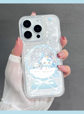 适用苹果17手机壳HelloKitty新年款iPhone16promax卡通可爱14秋冬13凯蒂猫12圣诞节11雪人xsmax雪花流沙8plus
