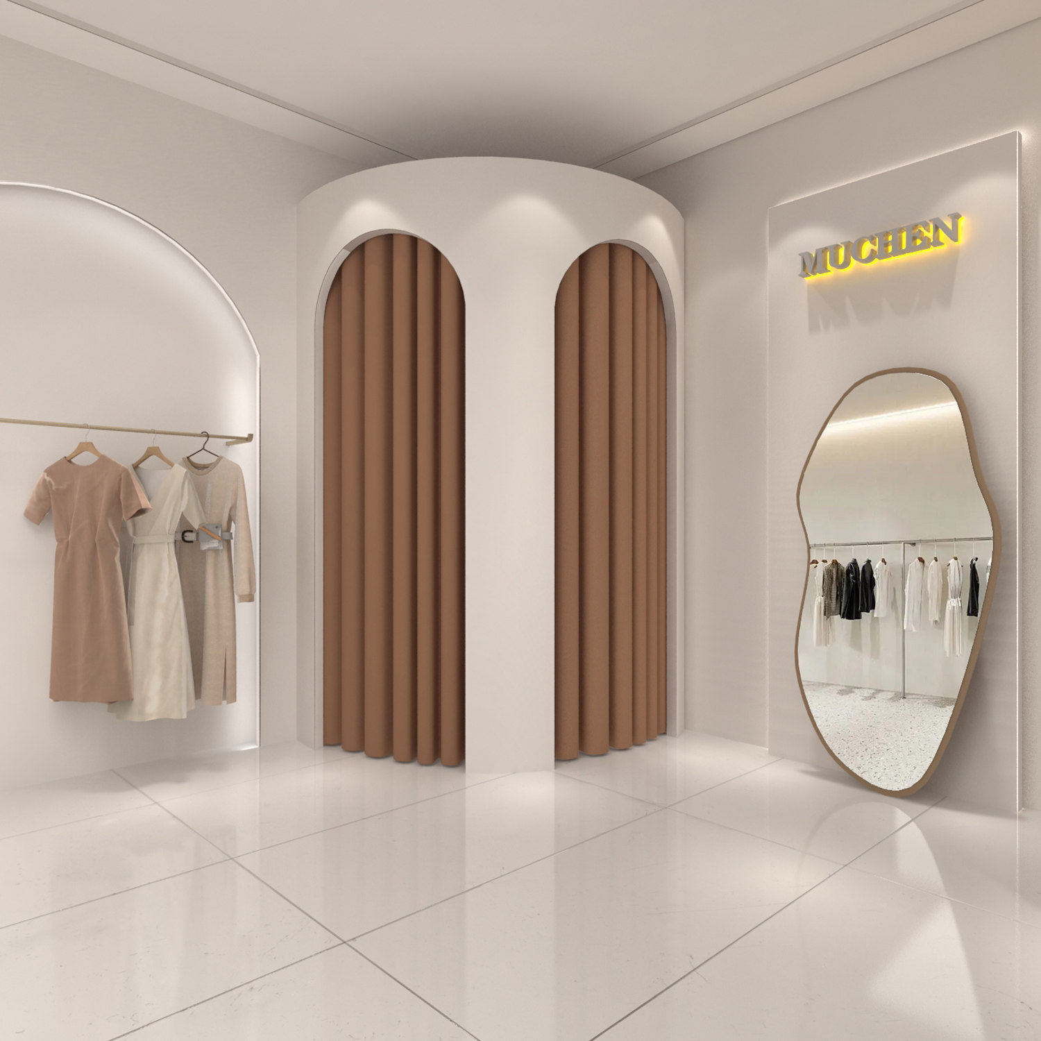 轨道网红加厚试衣间门帘拱形门遮挡帘商用服装店衣帽间隔断窗帘布