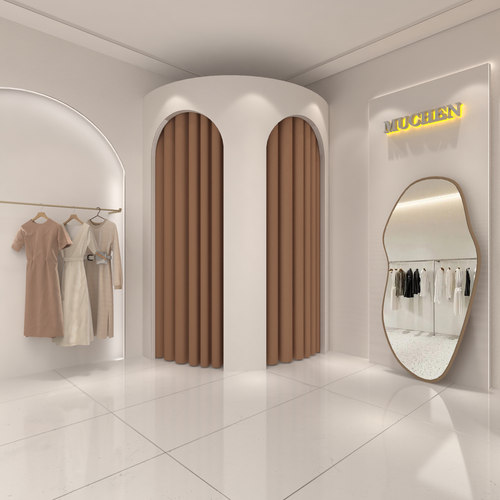 轨道网红加厚试衣间门帘拱形门遮挡帘商用服装店衣帽间隔断窗帘布