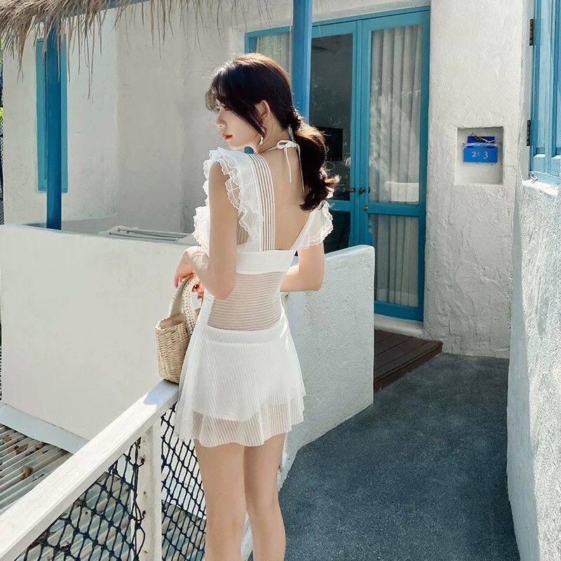 泳衣女款夏连体遮肚显瘦保守小胸聚拢性感白色2025新款泡温泉泳装