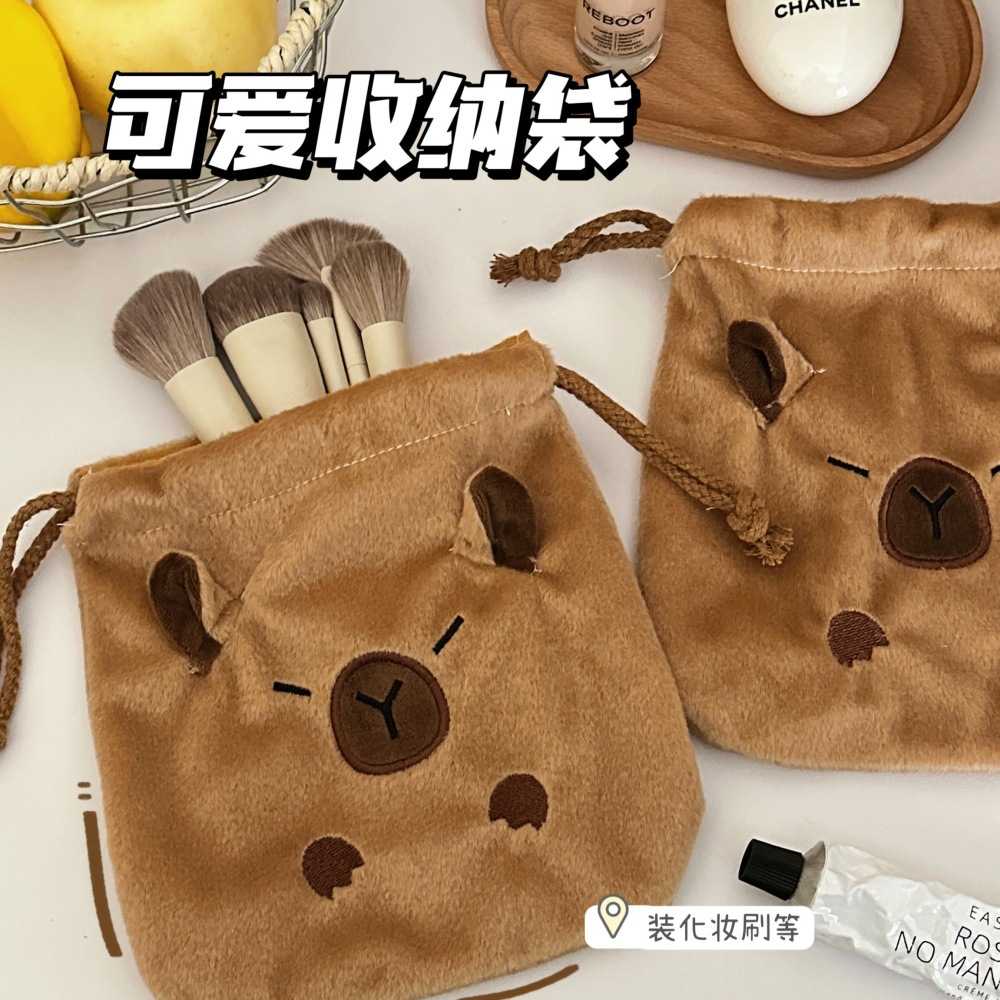 可爱豚豚抽绳化妆包旅行收纳袋