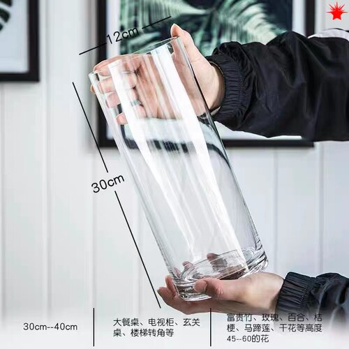 特大直筒透明玻璃花瓶