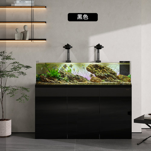 森森25新款原生态溪流缸 鹅卵石造景金鱼缸客厅超白玻璃底滤鱼缸