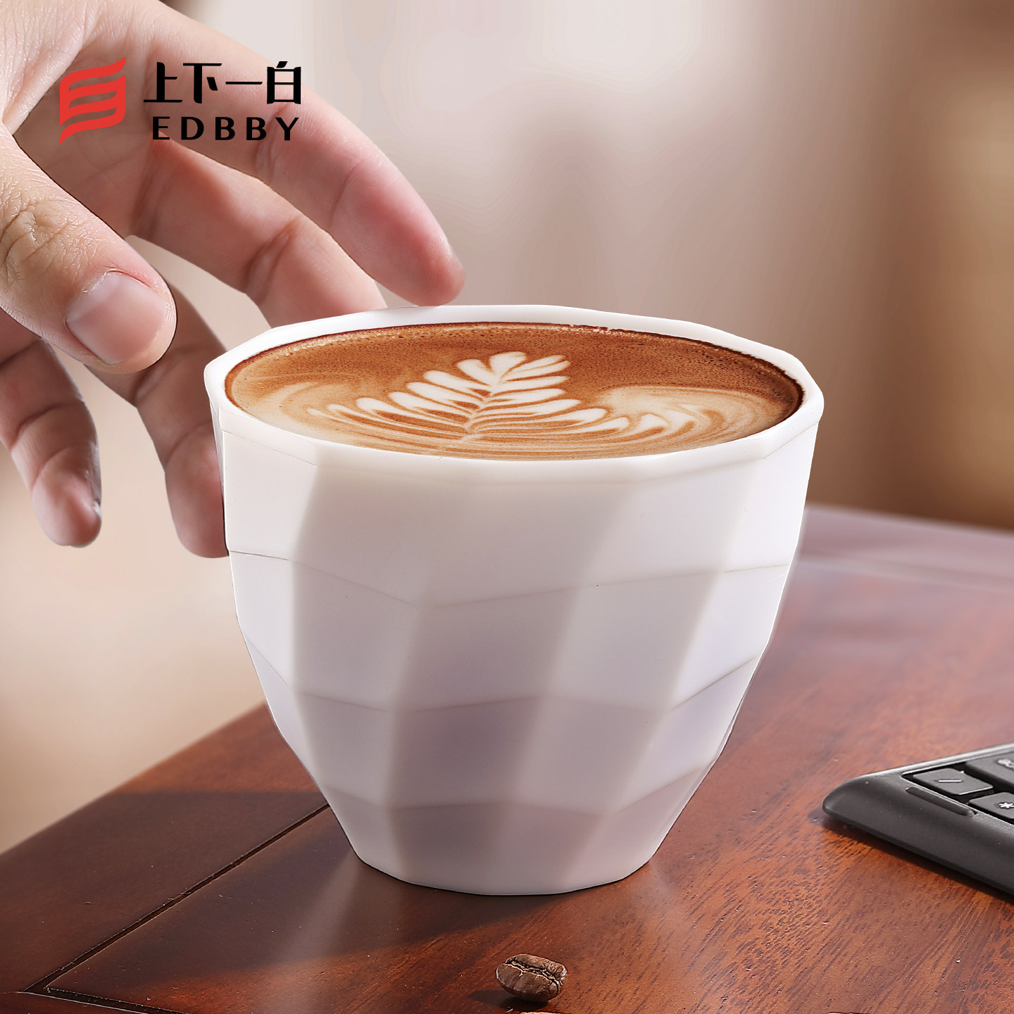 上下一白咖啡杯羊脂玉瓷创意