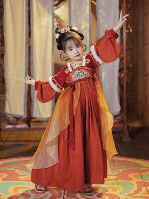 送头饰锦鲤贺年女童汉服连衣裙