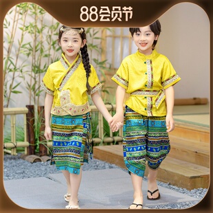 儿童苗族演出服彝族服装傣族少数民族舞蹈服佤族男女童民族风