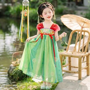 儿童汉服古风超仙绝美汉服夏季国风小唐风公主连衣裙演出服渡假