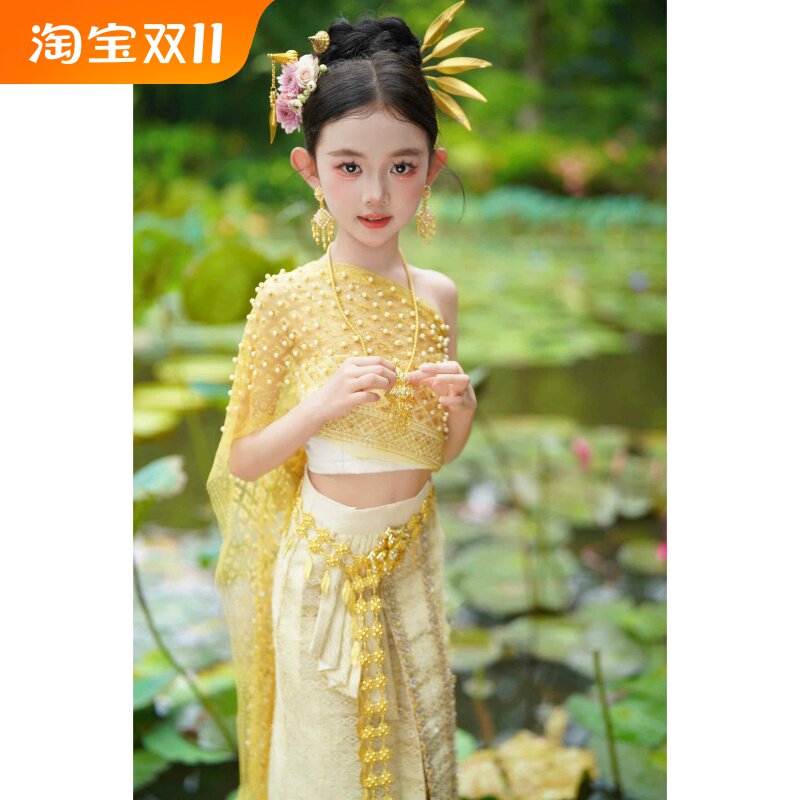 女童汉服傣族服套装儿童中国风古装西双版纳泼水节民族表演服拍照