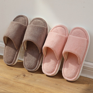 开口不沾灰木地板静音棉拖鞋女秋冬季室内家用居家防滑厚底保暖男