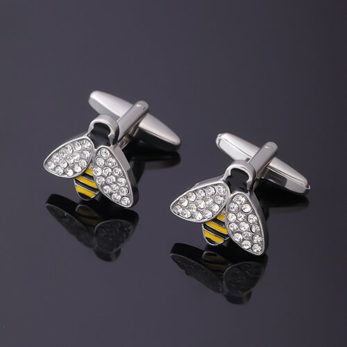 创意新款蜜蜂袖扣捷克水钻袖口动物造型男袖扣法式袖钉cufflinks