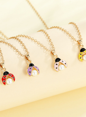 个性卡通甲壳虫项链滴油七星瓢虫