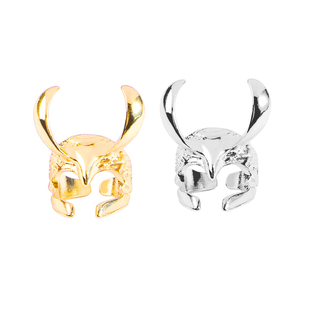 黑暗世界洛基头盔戒指托尔创意新款个性开口可调节戒指鹿头指环批