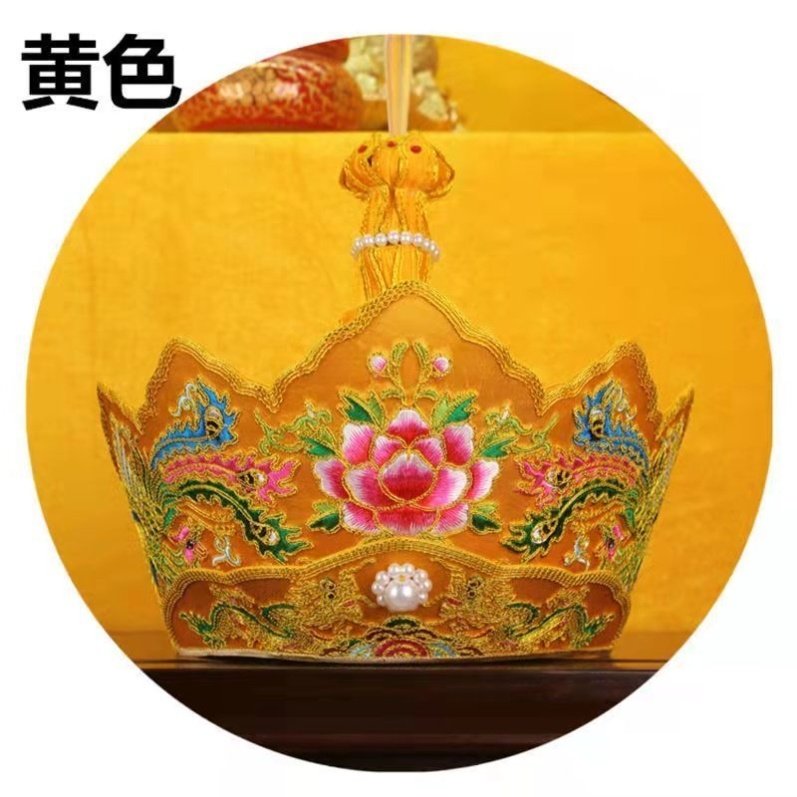 新品寺院用品法师毗卢帽主法五佛冠毗卢冠僧帽佛帽唐僧帽全手工刺