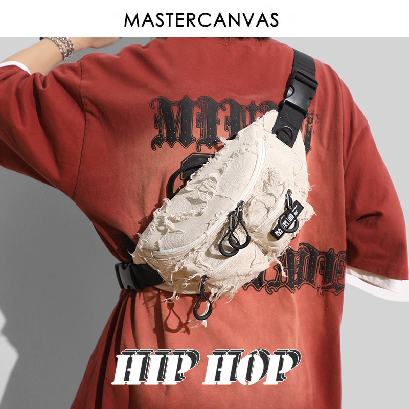 MASTERCANVAS帆布大师斜跨包男士潮牌腰包胸包学生运动单肩背包女