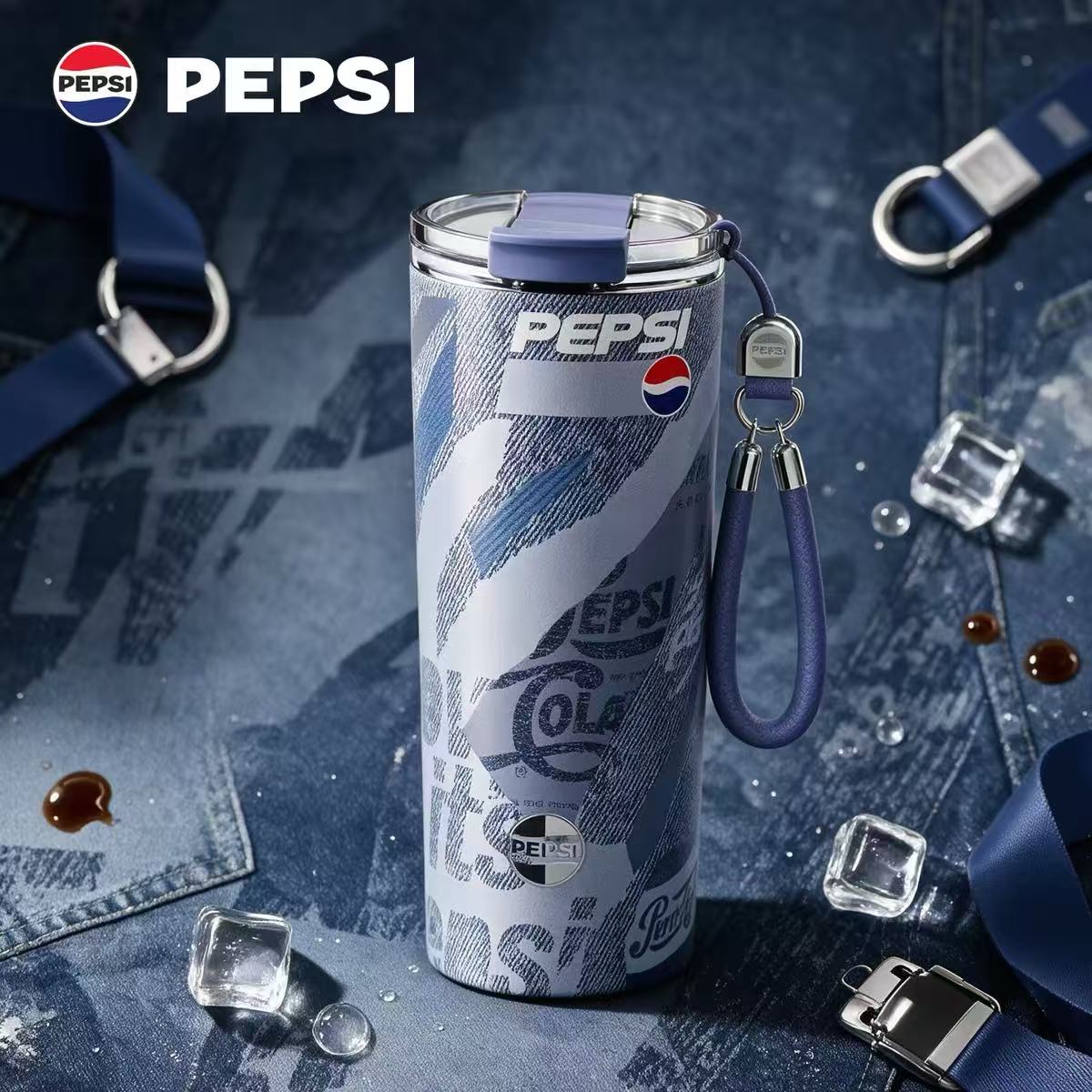 PEPSI百事可乐保温杯随行便携咖啡杯吸管水杯316不锈钢男女高颜值