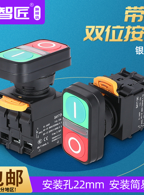 SAY7双位带灯复位按钮 启动停止开关22mm红绿 双键二联按钮