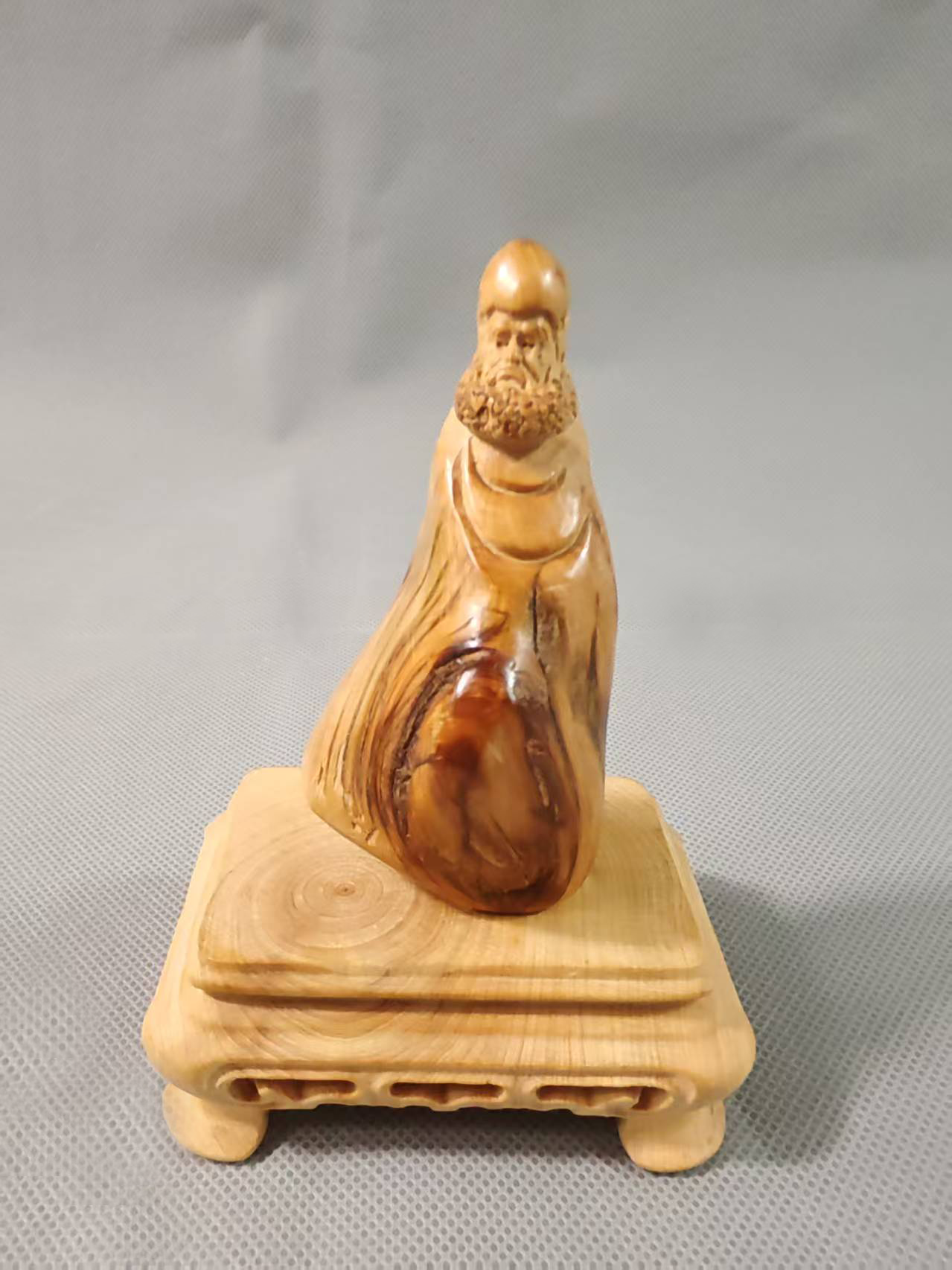摆件 手把件 太行崖柏 达摩 树心油留疤 含底座 文玩 装饰礼品161