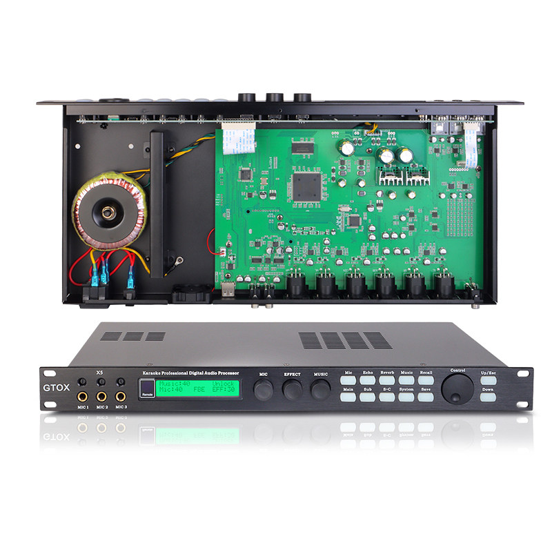 X5前级效果器ktv家用防啸叫反馈抑制器k歌混响数字电脑音频处理