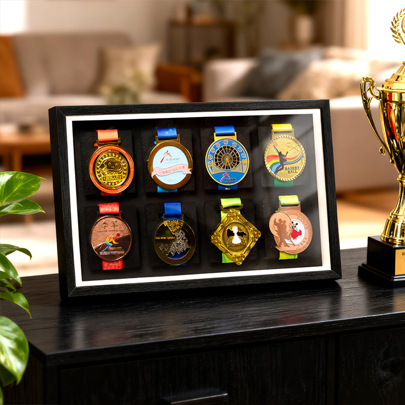马拉松奖牌展示架运动金牌防尘收纳盒展示相框中空立体画框挂摆台,家居饰品,相框/画框,淘宝优惠券,粉丝福利购,淘宝优惠卷