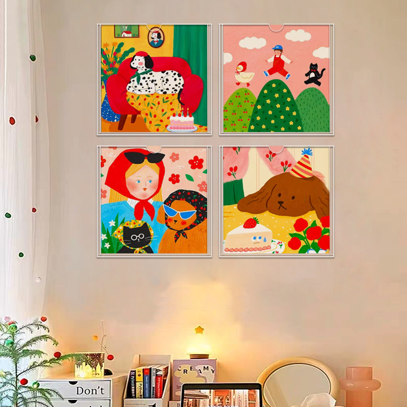 相框亚克力卡槽免打孔照片墙diy装饰客厅毛毡板相框定制背景贴墙面公示栏展示墙贴展示牌创意书桌文化留言板