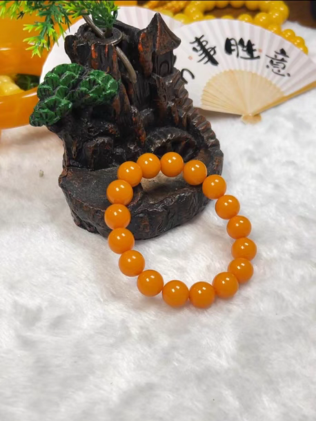 天然原矿新蜜帝王黄圆珠手串卡12mm时尚百搭款