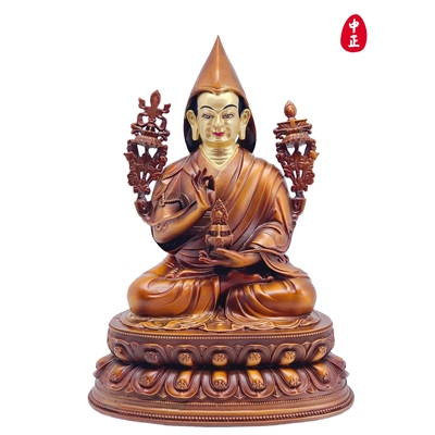 中正造像长寿宗喀巴面部彩绘摆件