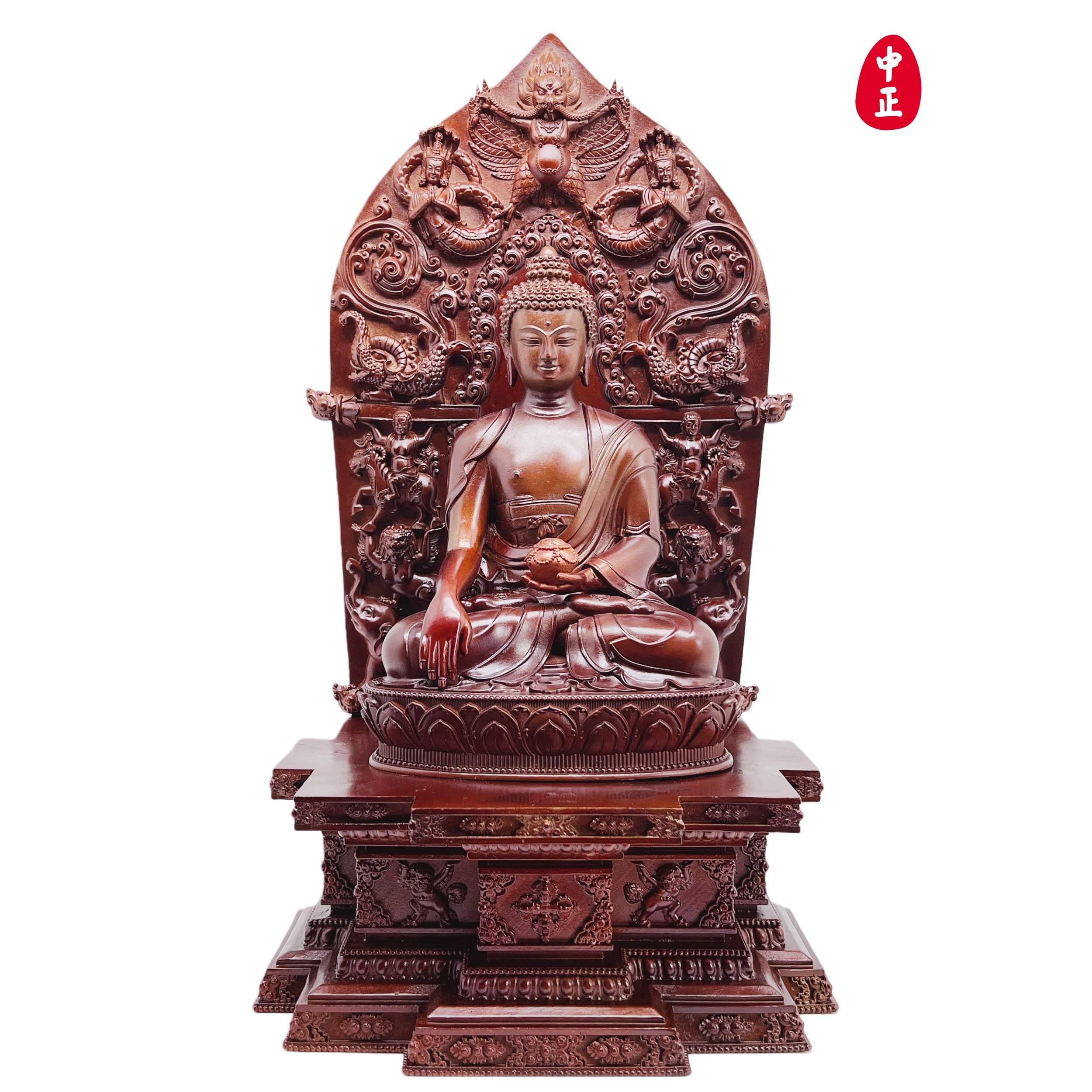 【新品】释迦牟尼佛背光底座版40公分中正造像红铜可定制摆件