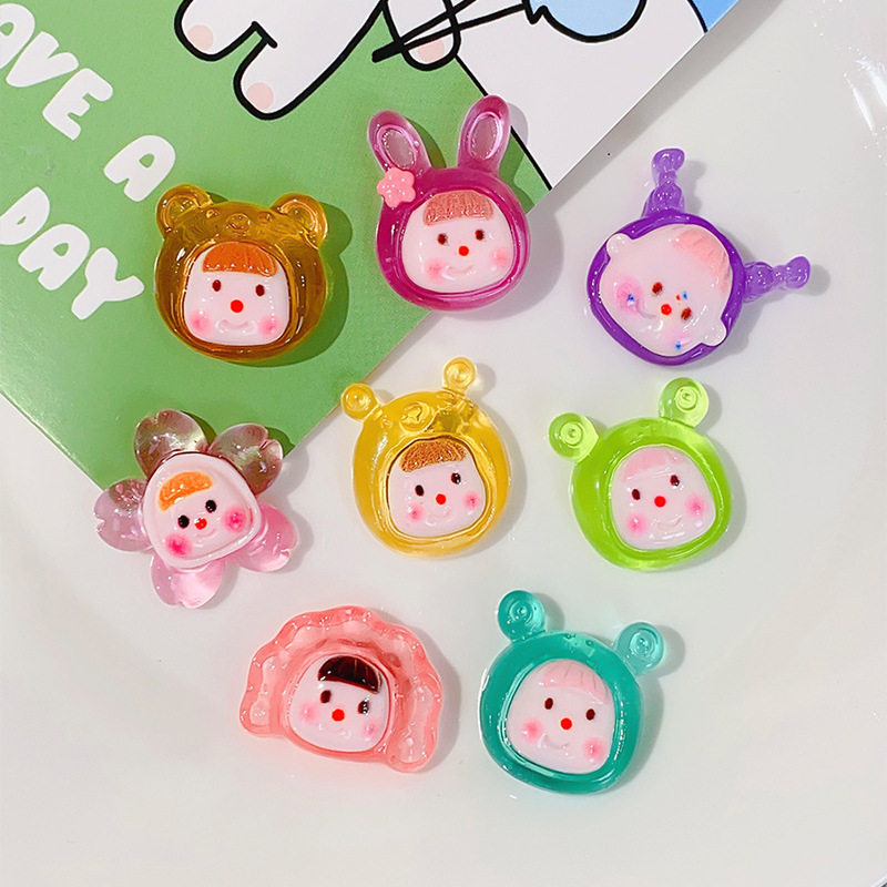 透明卡通卡通人物树脂配件 奶油胶diy手机壳笔盒发夹水杯镜子贴片
