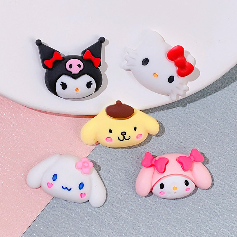 可爱卡通动物头像小树脂配件 奶油胶手工diy手机壳笔盒收纳盒发饰