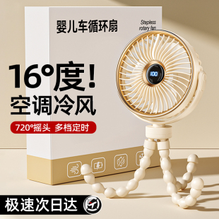 婴儿车小风扇八爪鱼宝宝风扇小型儿童吹辅食遛娃神器摇头桌面新款