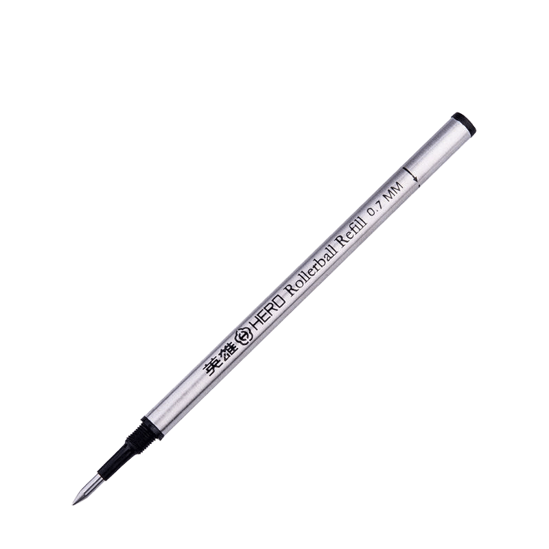 HERO英雄宝珠笔芯官方原装正品黑色0.5mm螺旋式通用金属碳素中性签字笔0.7可替换笔芯子弹头笔芯批发包邮旗舰