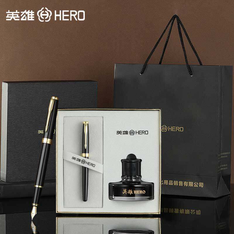 HERO英雄钢笔官方正品1502成人商务高档送礼办公学生书写练字用送礼用墨水礼盒套装定制logo免费刻字旗舰店