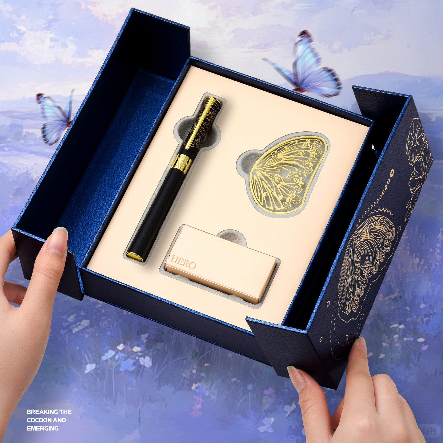 HERO英雄钢笔官方正品蝴蝶书签墨水礼盒套装商务办公练字书法硬笔男女生高档伴手礼品高颜值生日礼物定制刻字,文具电教/文化用品/商务用品,钢笔,淘宝优惠券,粉丝福利购,淘宝优惠卷