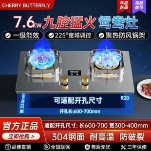 正品樱花蝶一级节能燃气灶双灶天家用不锈钢灶台式嵌入式液化气灶